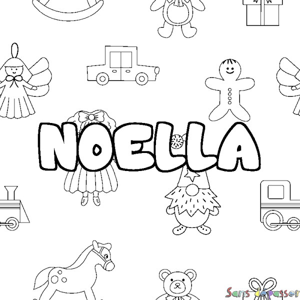 Coloriage prénom NOELLA - d&eacute;cor Jouets