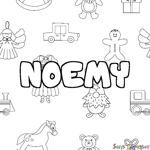 Coloriage prénom NOEMY - d&eacute;cor Jouets