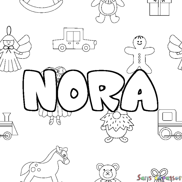 Coloriage prénom NORA - d&eacute;cor Jouets