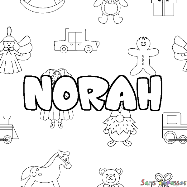 Coloriage prénom NORAH - d&eacute;cor Jouets