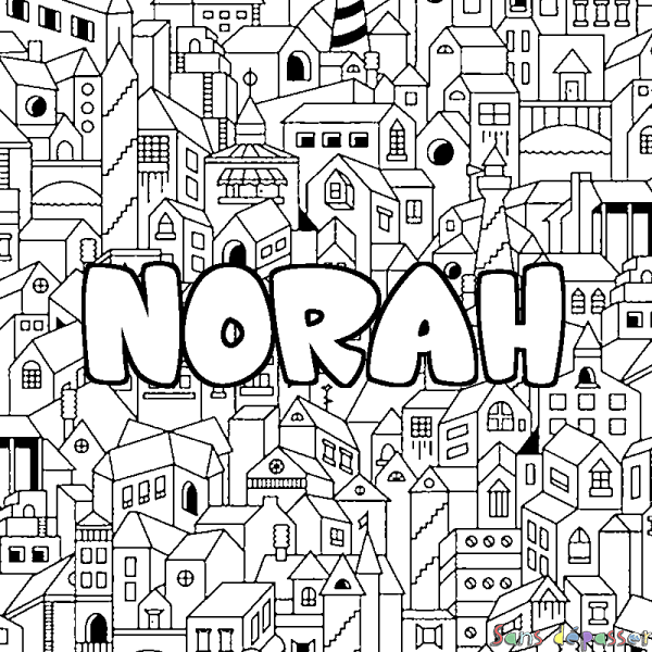 Coloriage prénom NORAH - d&eacute;cor Ville