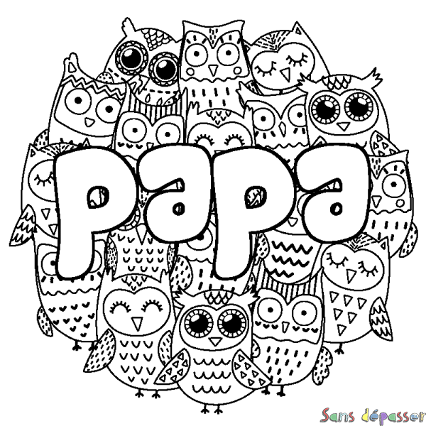 Coloriage prénom papa - d&eacute;cor Chouettes