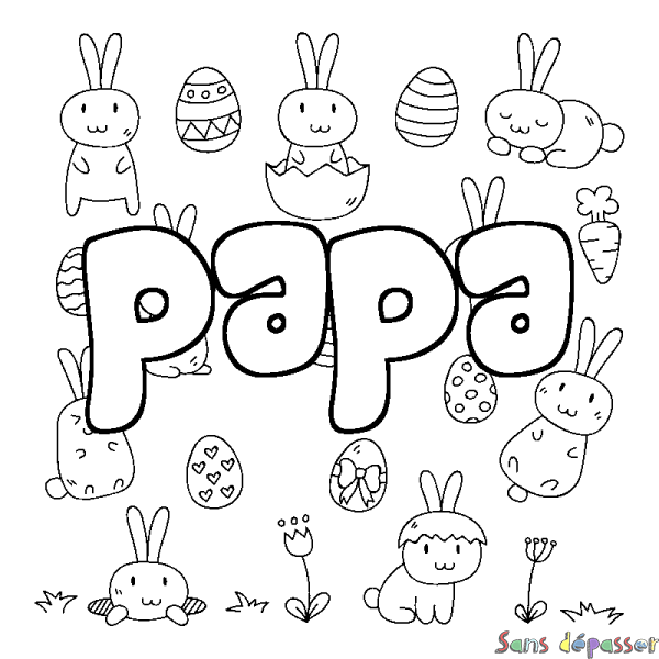 Coloriage prénom papa - d&eacute;cor Paques