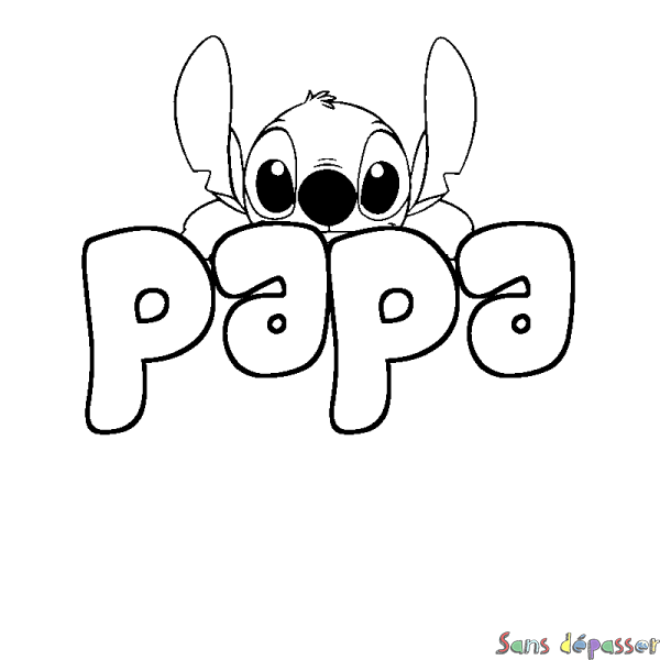 Coloriage prénom papa - d&eacute;cor Stitch