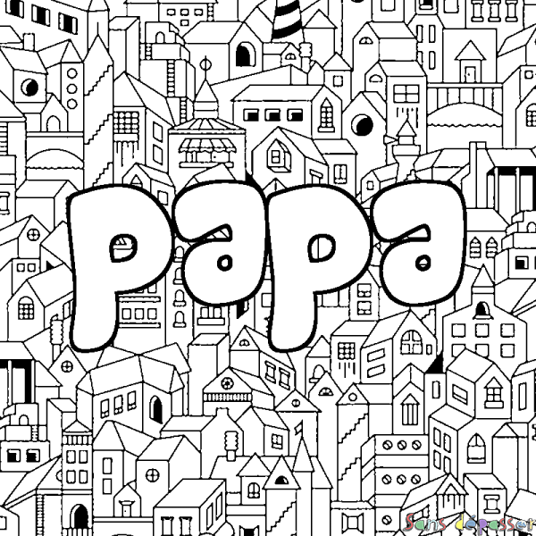 Coloriage prénom papa - d&eacute;cor Ville