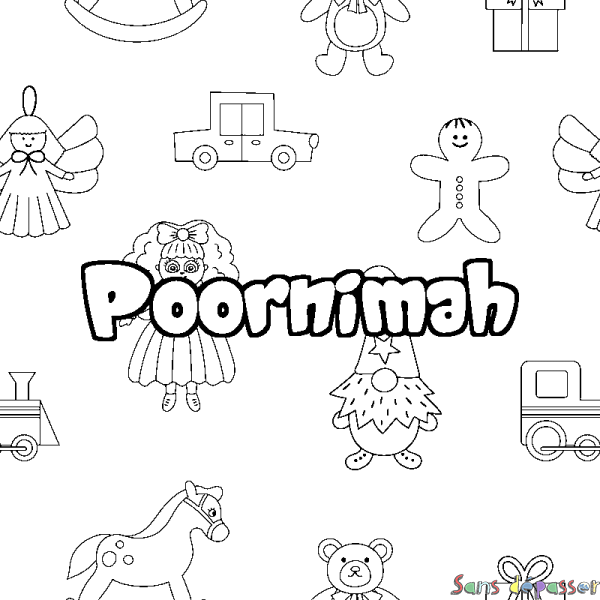 Coloriage prénom Poornimah - d&eacute;cor Jouets