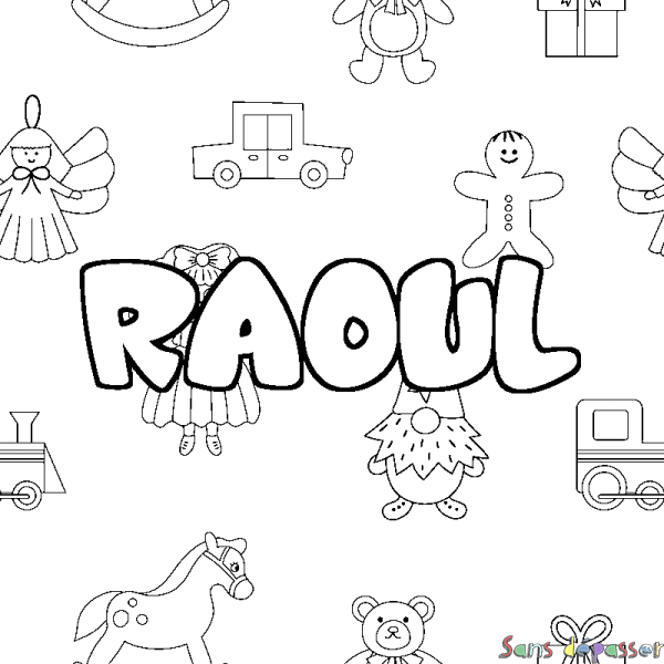 Coloriage prénom RAOUL - d&eacute;cor Jouets