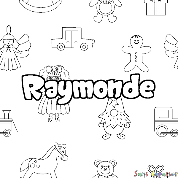 Coloriage prénom Raymonde - d&eacute;cor Jouets