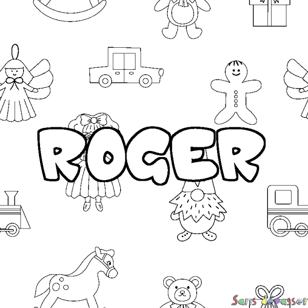 Coloriage prénom ROGER - d&eacute;cor Jouets