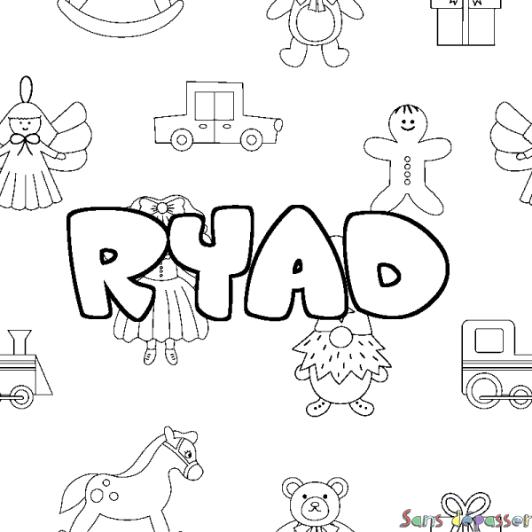 Coloriage prénom RYAD - d&eacute;cor Jouets