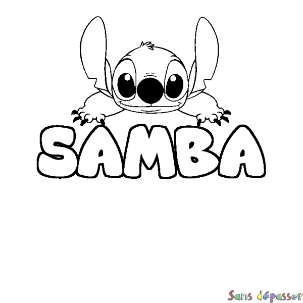 Coloriage prénom SAMBA - d&eacute;cor Stitch