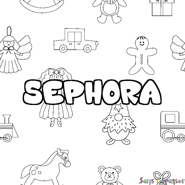 Coloriage prénom SEPHORA - d&eacute;cor Jouets