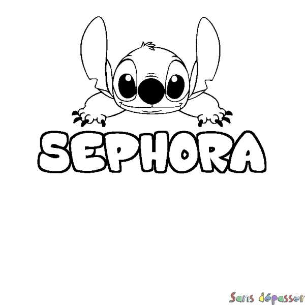 Coloriage prénom SEPHORA - d&eacute;cor Stitch