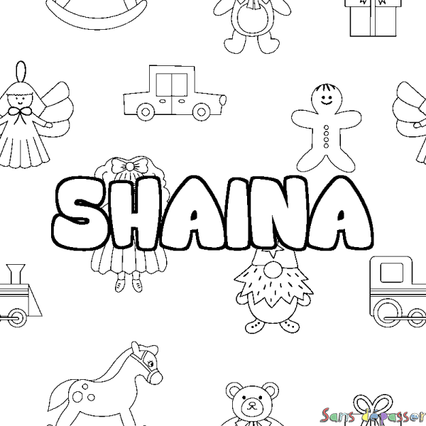 Coloriage prénom SHAINA - d&eacute;cor Jouets