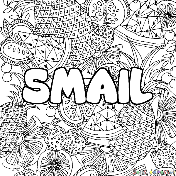 Coloriage prénom SMAIL - d&eacute;cor Mandala fruits