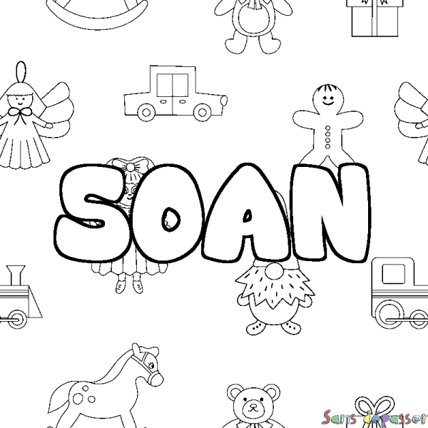 Coloriage prénom SOAN - d&eacute;cor Jouets