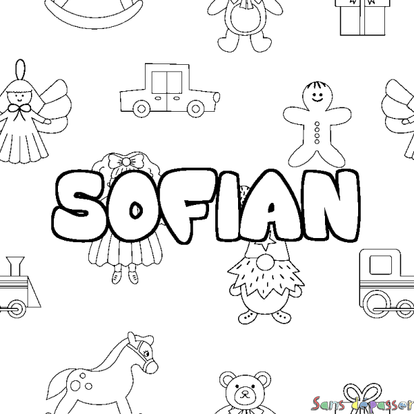 Coloriage prénom SOFIAN - d&eacute;cor Jouets