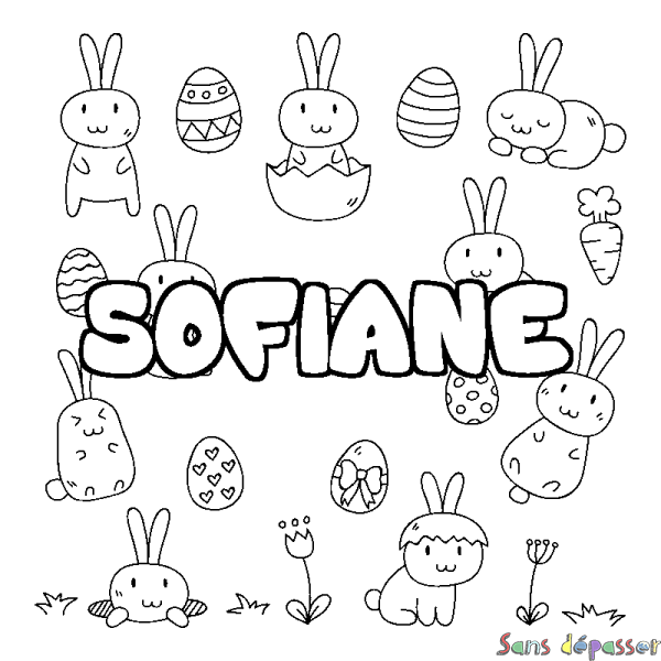 Coloriage prénom SOFIANE - d&eacute;cor Paques