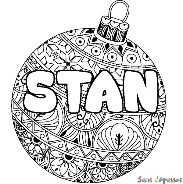 Coloriage prénom STAN - d&eacute;cor Boule de No&euml;l