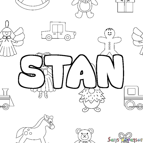 Coloriage prénom STAN - d&eacute;cor Jouets