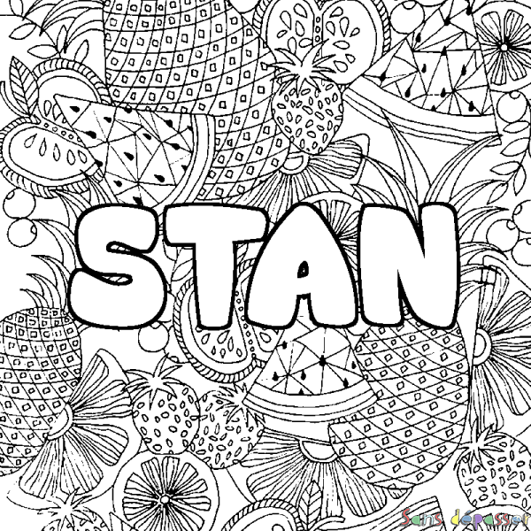 Coloriage prénom STAN - d&eacute;cor Mandala fruits