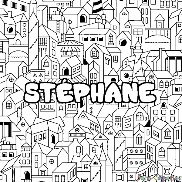 Coloriage prénom ST&Eacute;PHANE - d&eacute;cor Ville