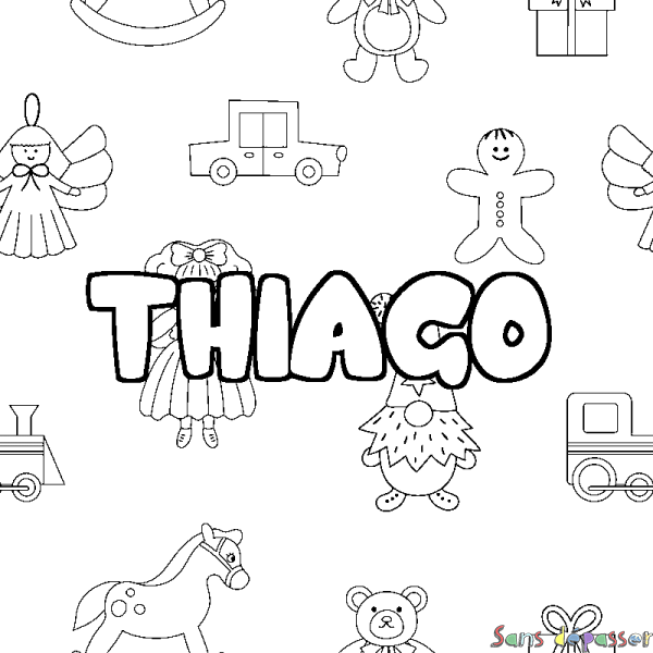 Coloriage prénom THIAGO - d&eacute;cor Jouets