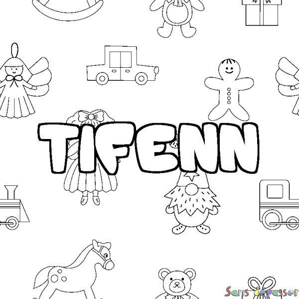 Coloriage prénom TIFENN - d&eacute;cor Jouets