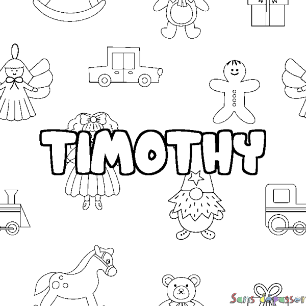 Coloriage prénom TIMOTHY - d&eacute;cor Jouets