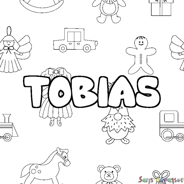 Coloriage prénom TOBIAS - d&eacute;cor Jouets