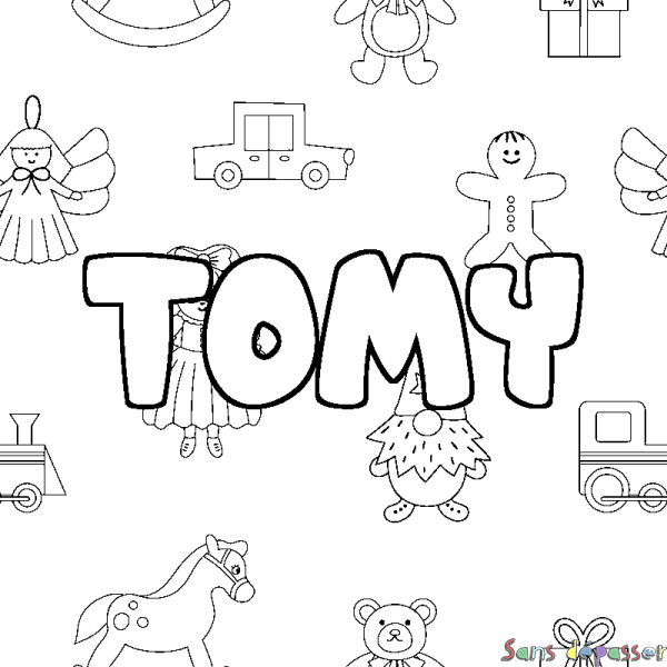 Coloriage prénom TOMY - d&eacute;cor Jouets