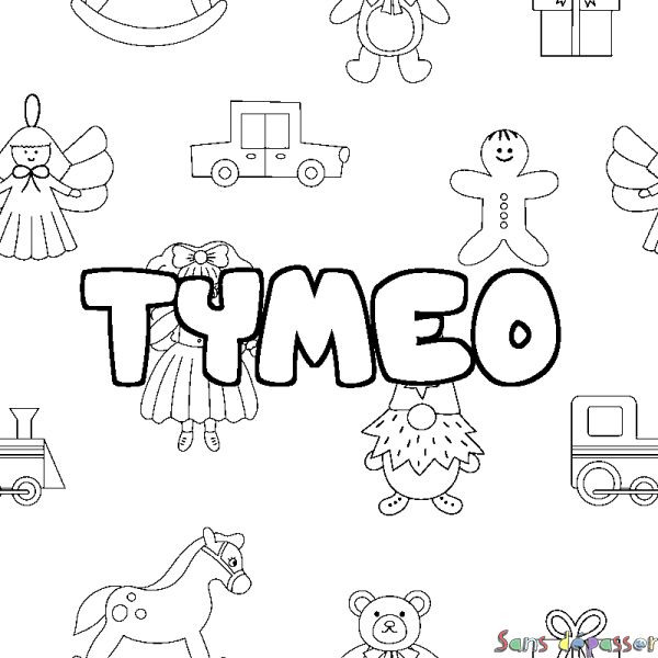 Coloriage prénom TYMEO - d&eacute;cor Jouets