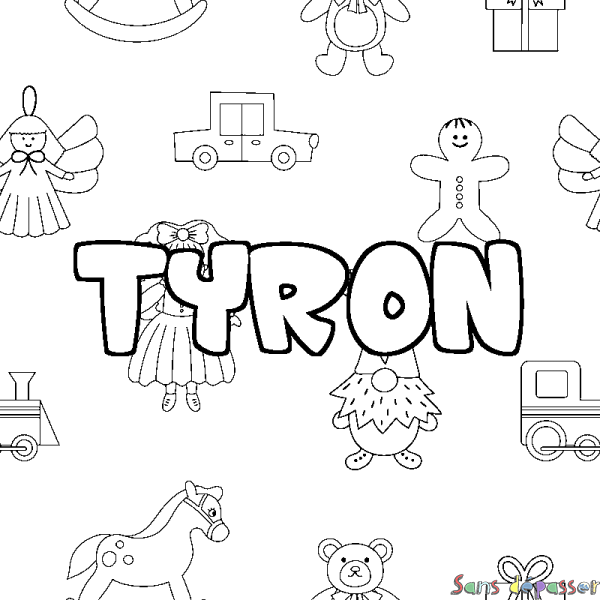 Coloriage prénom TYRON - d&eacute;cor Jouets