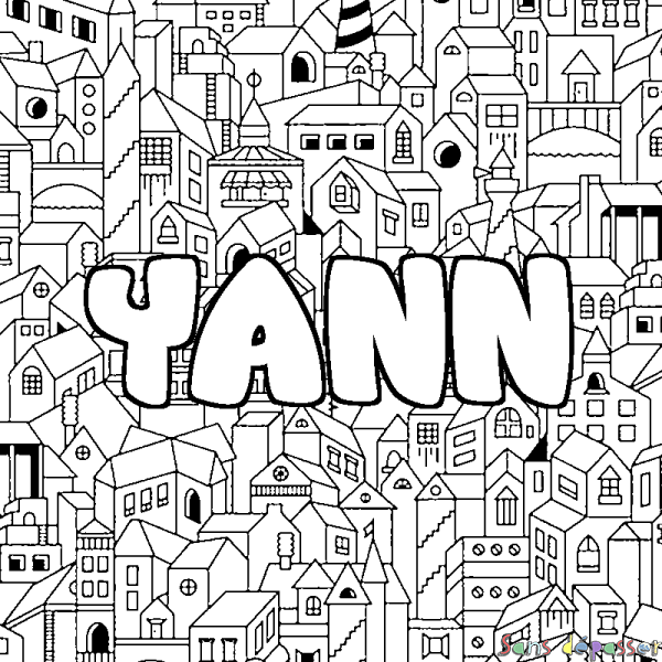 Coloriage prénom YANN - décor Ville - Sans Dépasser