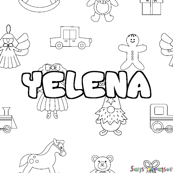 Coloriage prénom YELENA - d&eacute;cor Jouets