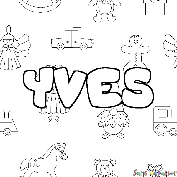 Coloriage prénom YVES - d&eacute;cor Jouets