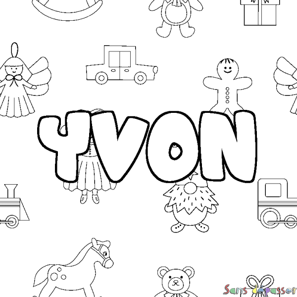 Coloriage prénom YVON - d&eacute;cor Jouets