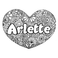 Coloriage prénom Arlette - décor Mandala coeur