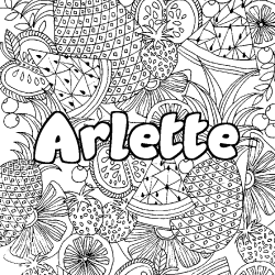 Coloriage prénom Arlette - décor Mandala fruits