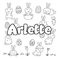 Coloriage prénom Arlette - décor Paques