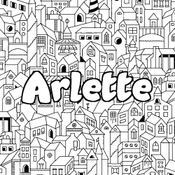 Coloriage prénom Arlette - décor Ville