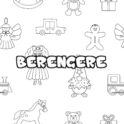 Coloriage prénom BERENGERE - décor Jouets