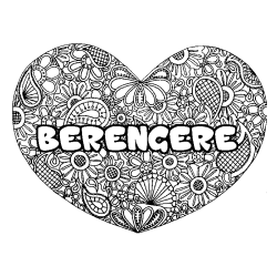 Coloriage prénom BERENGERE - décor Mandala coeur