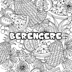 Coloriage prénom BERENGERE - décor Mandala fruits