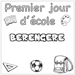 Coloriage prénom BERENGERE - décor Premier jour d'école