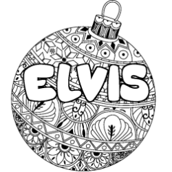 Coloriage prénom ELVIS - décor Boule de Noël