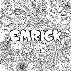 Coloriage prénom EMRICK - décor Mandala fruits