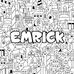 Coloriage prénom EMRICK - décor Ville