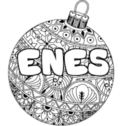 Coloriage prénom ENES - décor Boule de Noël