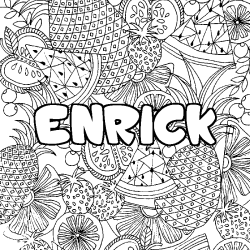 Coloriage prénom ENRICK - décor Mandala fruits